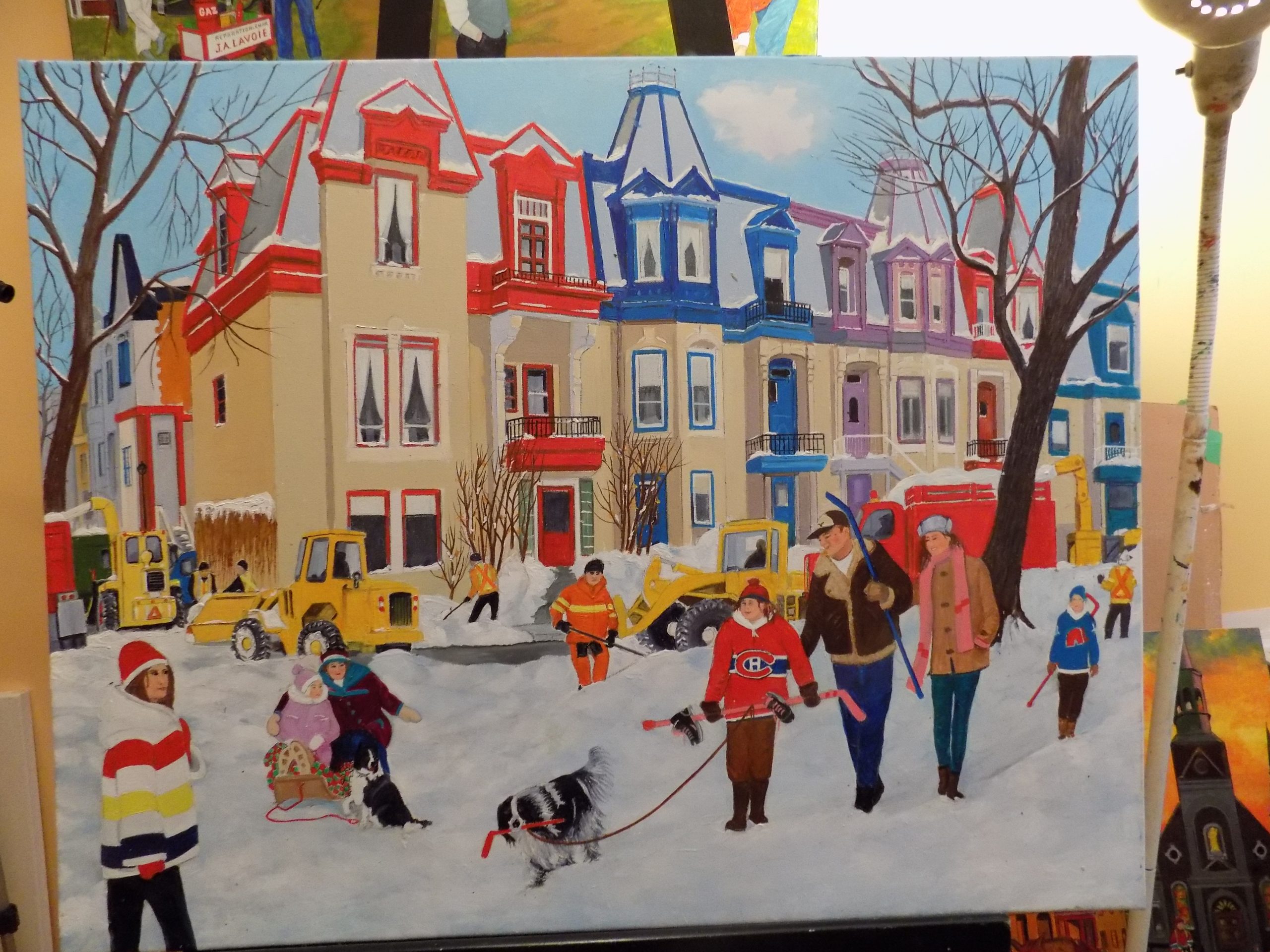 Marc Chatelle s’inspire du Québec des années 50, 60 et 70 pour produire ses tableaux.